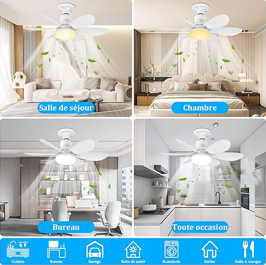 Ventilateur de Plafond avec Lumière et Telecommande